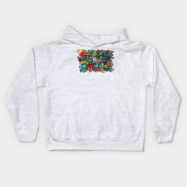 doodle marine life Kids Hoodie by Mako Design 